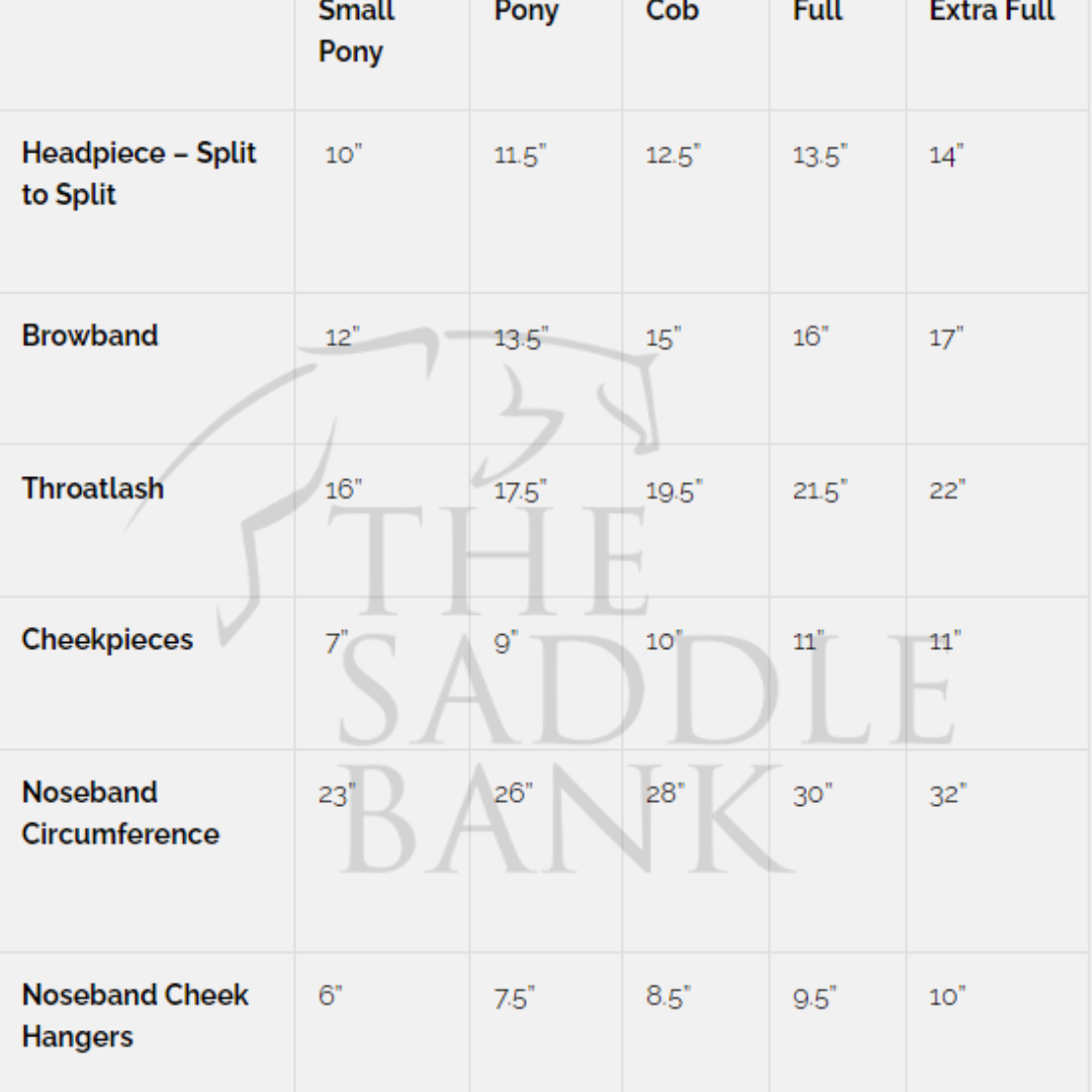 bridle measuring chart