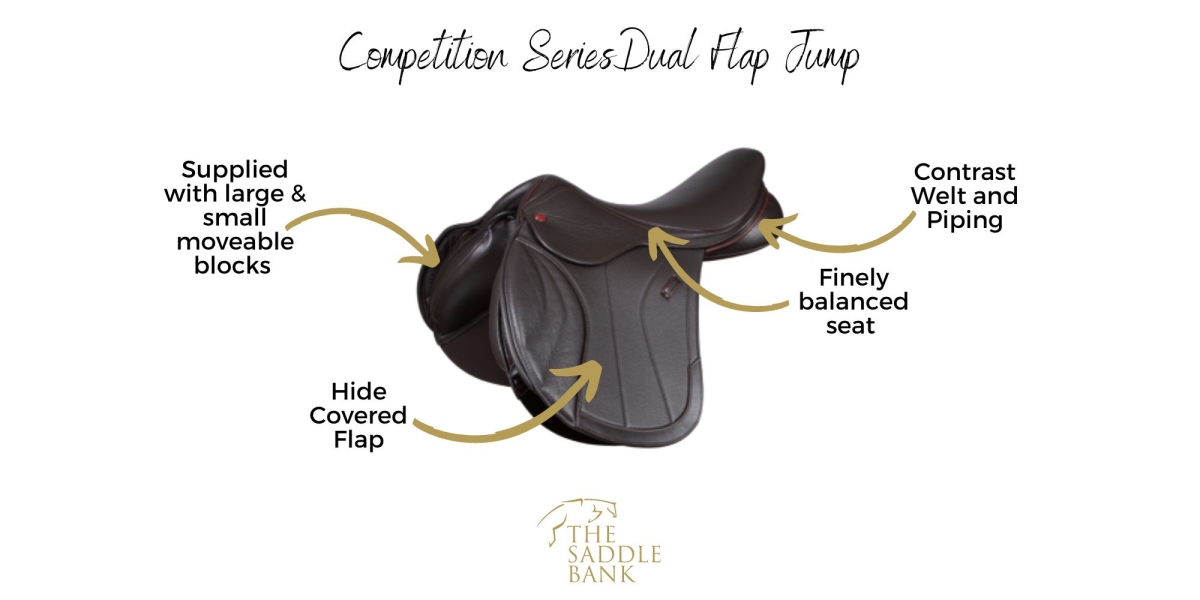Kent and Masters Competition Series Dual Flap Jump Saddle with features