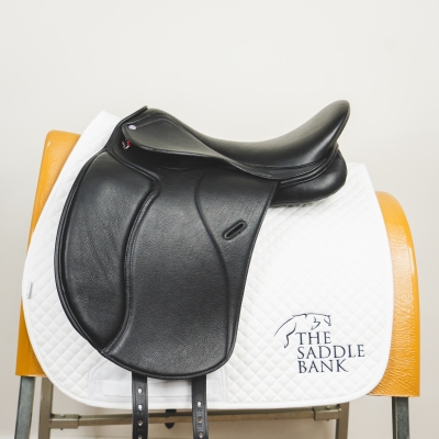 Image of 16.5 inch Cavaletti Collection Covered Leather Dual Flap Dressage Black Adjustable