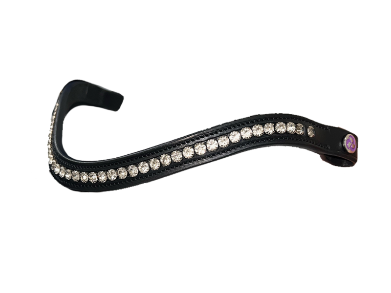 Cwell Equine Frontalino A U In Pelle Nera Con Cristalli - Per Pony, Taglia 35,6 Cm (14'')