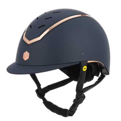 Image of Charles Owen EQX Kylo 2025 Riding Hat Navy Matte/Rose Gold With Mips