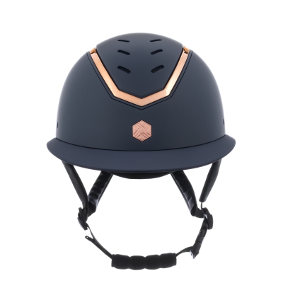 Image of Charles Owen EQX Kylo 2025 Riding Hat Navy Matte/Rose Gold Wide Peak