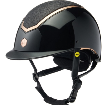 Image of Charles Owen EQX Kylo Riding Hat Black Gloss/Rose Gold