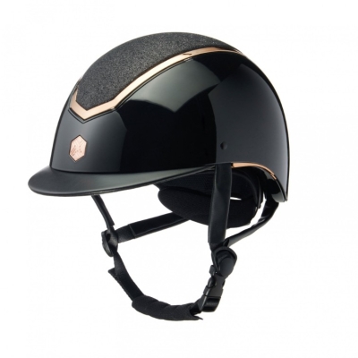 Image of Charles Owen EQX Kylo Riding Hat Black Gloss/Rose Gold
