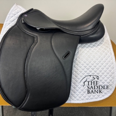 Image of 17 inch Cavaletti Collection Covered Leather Dual Flap Dressage Black Adjustable