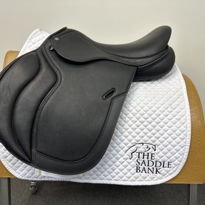 Image of 16.5 inch Cavaletti Collection Covered Leather Dual Flap GP Black Adjustable