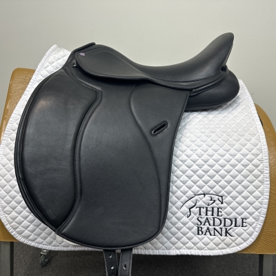 Image of 17 inch Cavaletti Collection Covered Leather Dual Flap Dressage Black Adjustable
